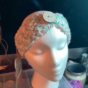 Crochet pastel button headband ear warmer